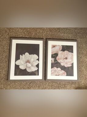 Floral Pair Wall Art - Soft White and Blush Prints
